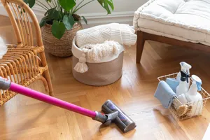 person vacuuming